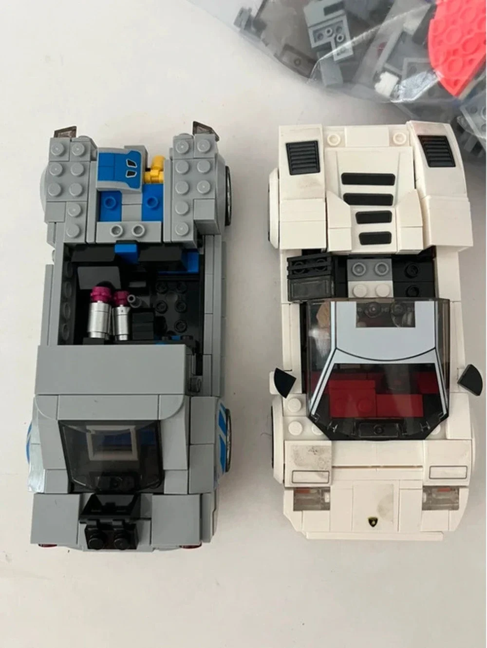 LEGO 2 Cars Built Speed Champions Lamborghini Grey White Building Kit Extra